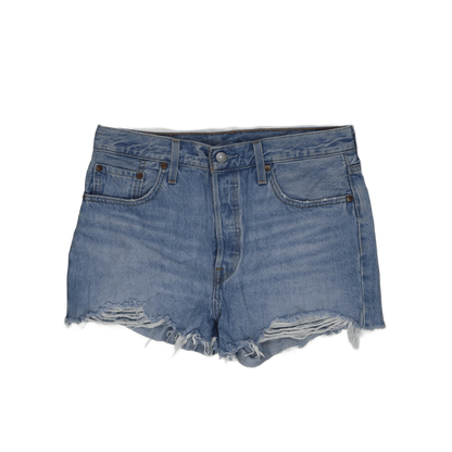 Levi's 501 Vintage Blue Distressed Denim Shorts W32 100% Cotton Womens