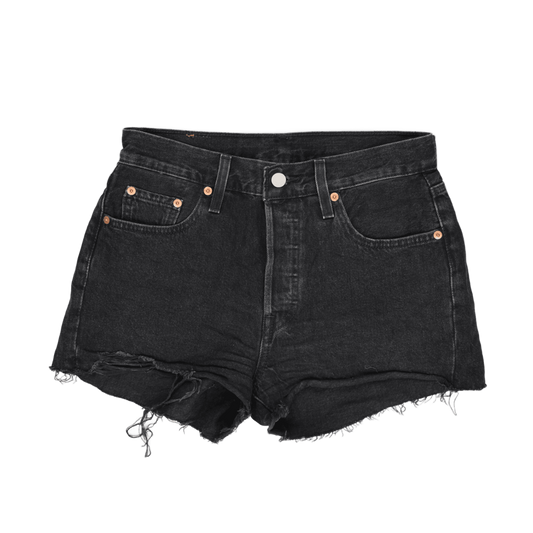 Levi's 501 High Waist Black Denim Shorts Women Size 29 Cotton Vintage