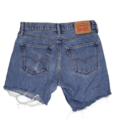 Levi's 505 Distressed Denim Shorts Blue W31 L34 100% Cotton Vintage