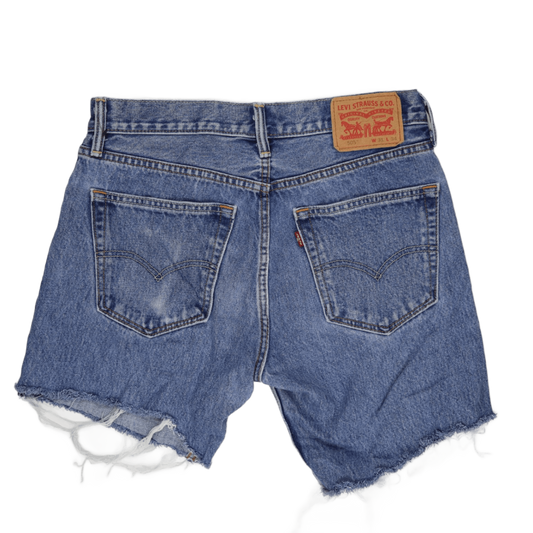 Levi's 505 Distressed Denim Shorts Blue W31 L34 100% Cotton Vintage