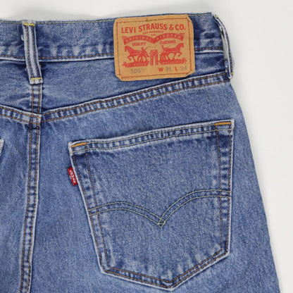Levi's 505 Distressed Denim Shorts Blue W31 L34 100% Cotton Vintage