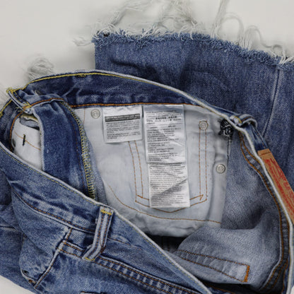 Levi's 505 Distressed Denim Shorts Blue W31 L34 100% Cotton Vintage