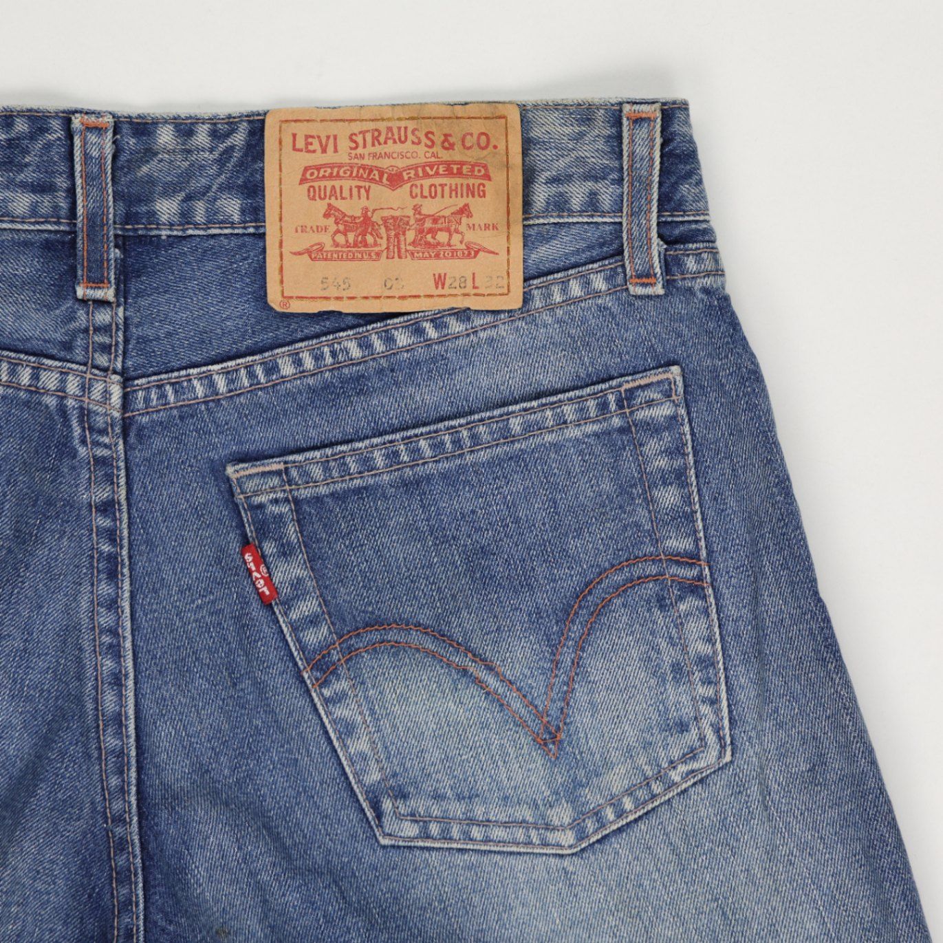 Levi's 545 High Waisted Denim Shorts Blue W28 Cotton Vintage Very Good