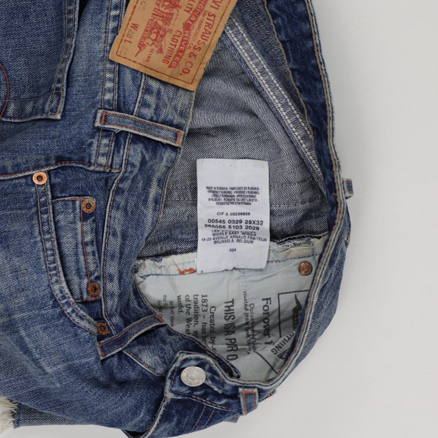 Levi's 545 High Waisted Denim Shorts Blue W28 Cotton Vintage Very Good