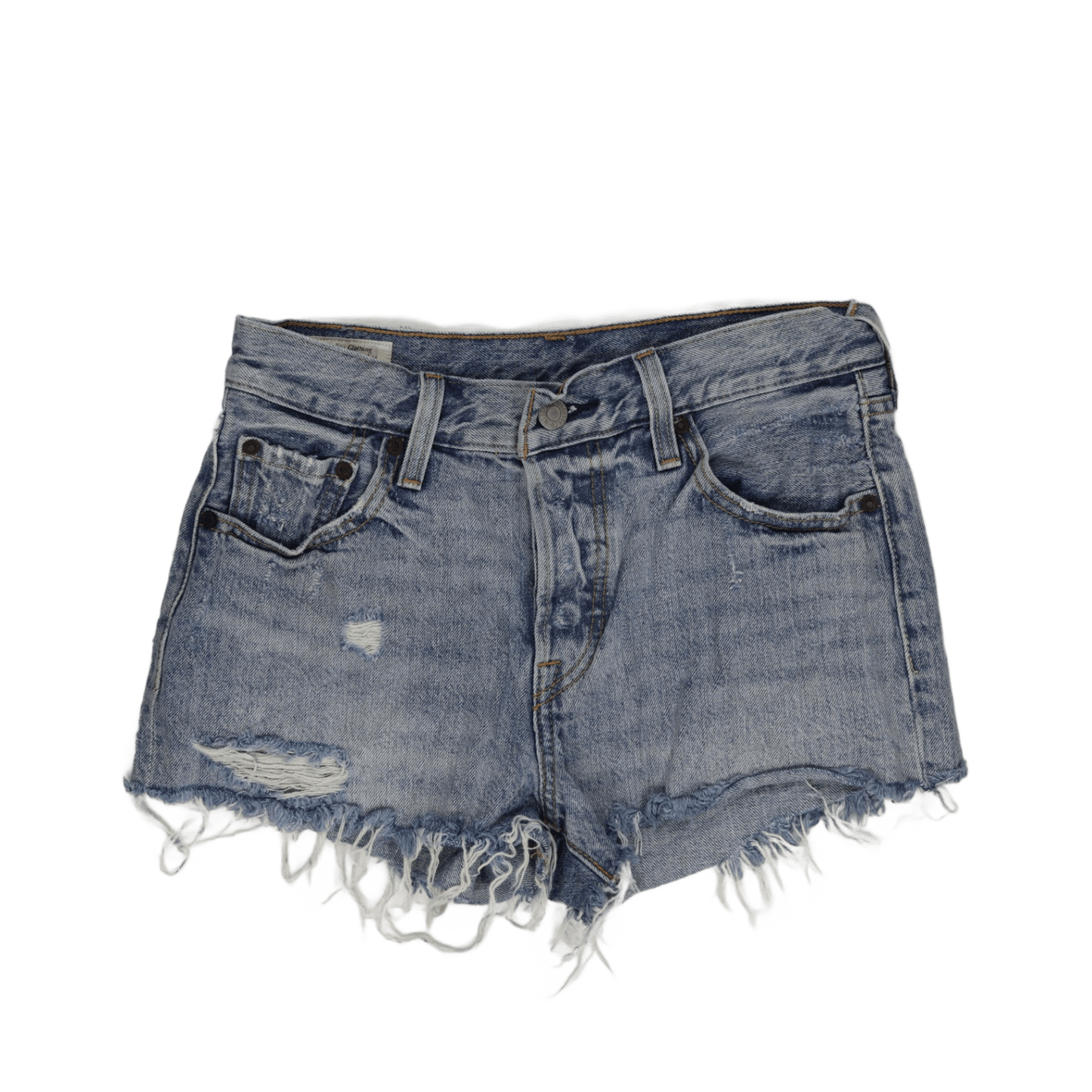 Levi's 501 Vintage High Waisted Distressed Denim Shorts Light Blue W32 100% Cotton