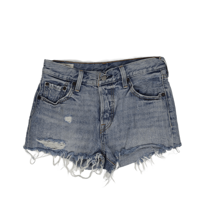 Levi's 501 Vintage High Waisted Distressed Denim Shorts Light Blue W32 100% Cotton