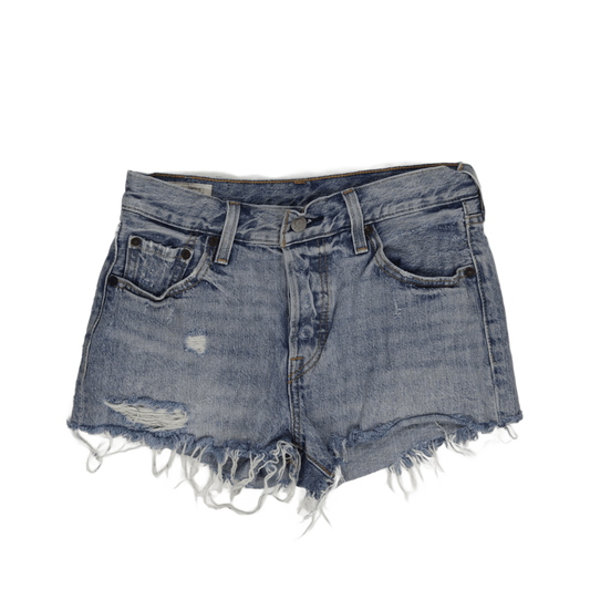 Levi's 501 Vintage High Waisted Distressed Denim Shorts Light Blue W32 100% Cotton