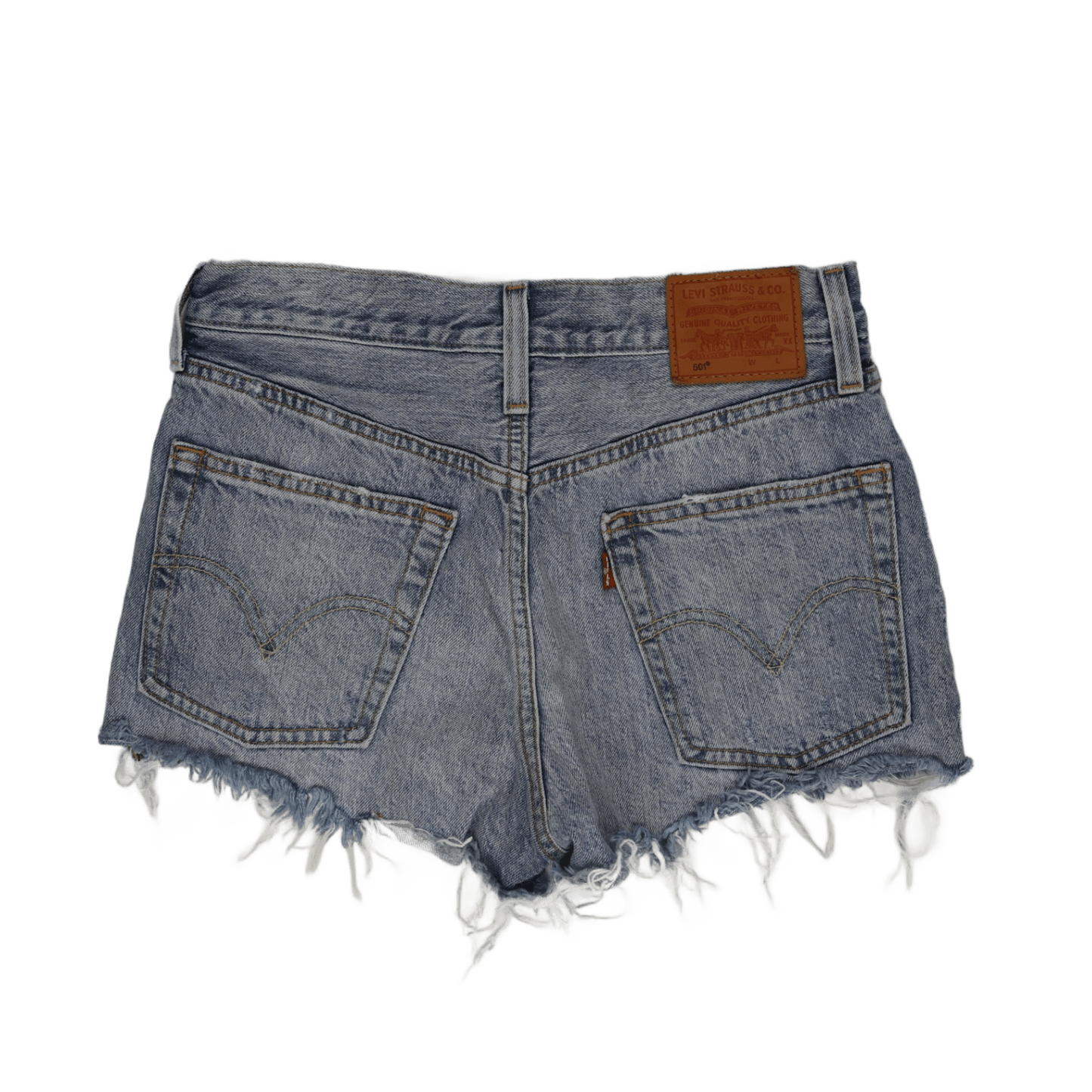 Levi's 501 Vintage High Waisted Distressed Denim Shorts Light Blue W32 100% Cotton