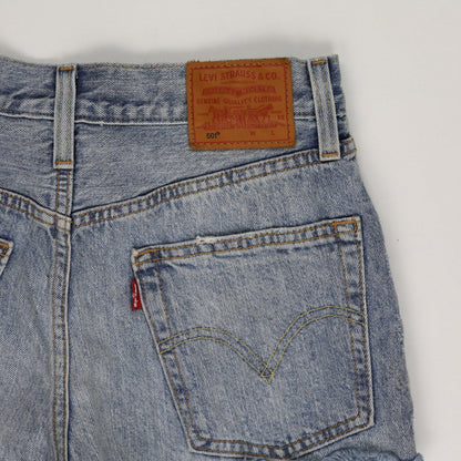 Levi's 501 Vintage High Waisted Distressed Denim Shorts Light Blue W32 100% Cotton