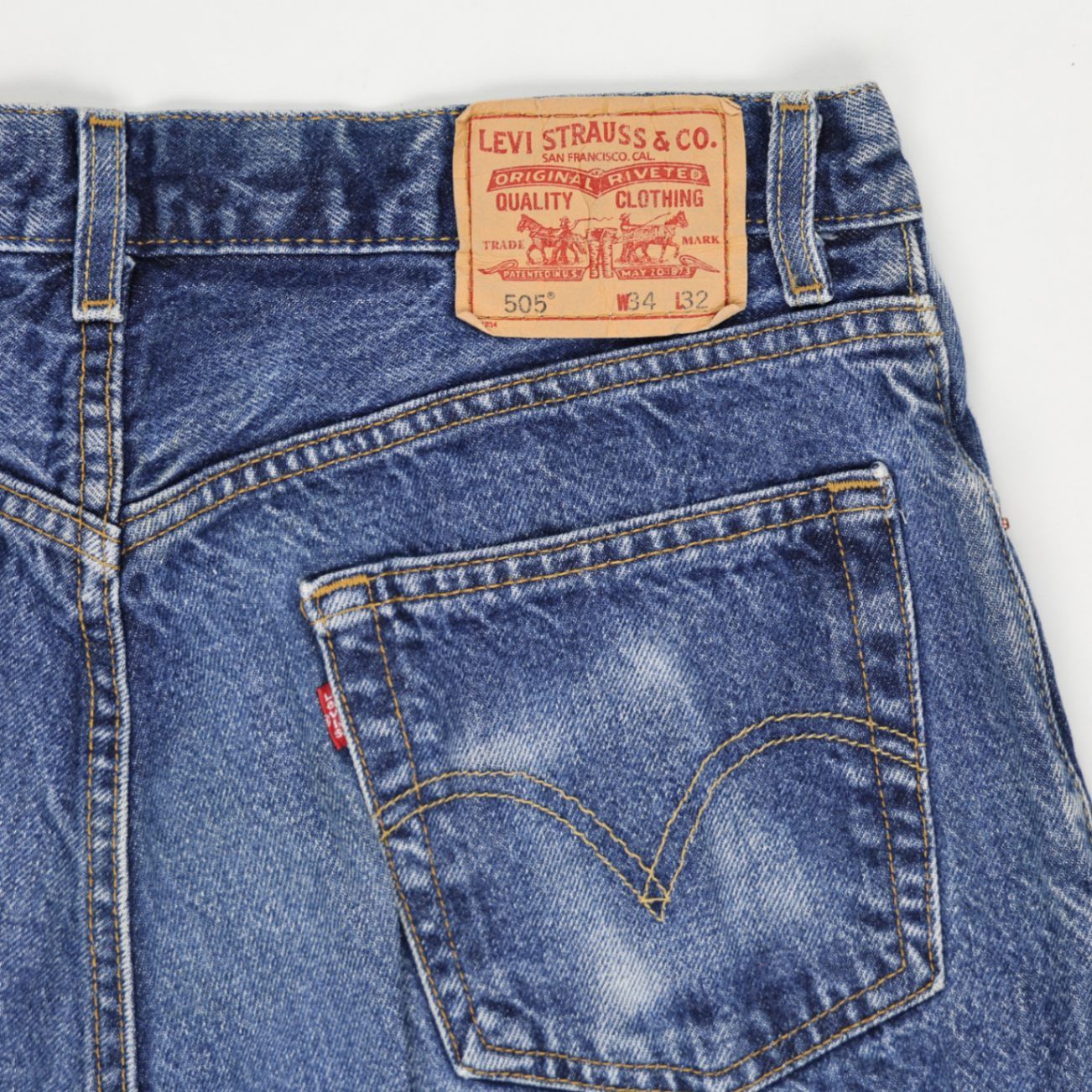 Levi's 505 Regular Fit Vintage Denim Shorts Blue W34 L32 Cotton