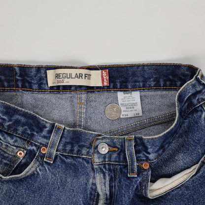 Levi's 505 Regular Fit Vintage Denim Shorts Blue W34 L32 Cotton