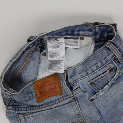 Levi's High Waist Denim Shorts Light Blue UK 8 100% Cotton Vintage Distressed 6.5 In Inseam