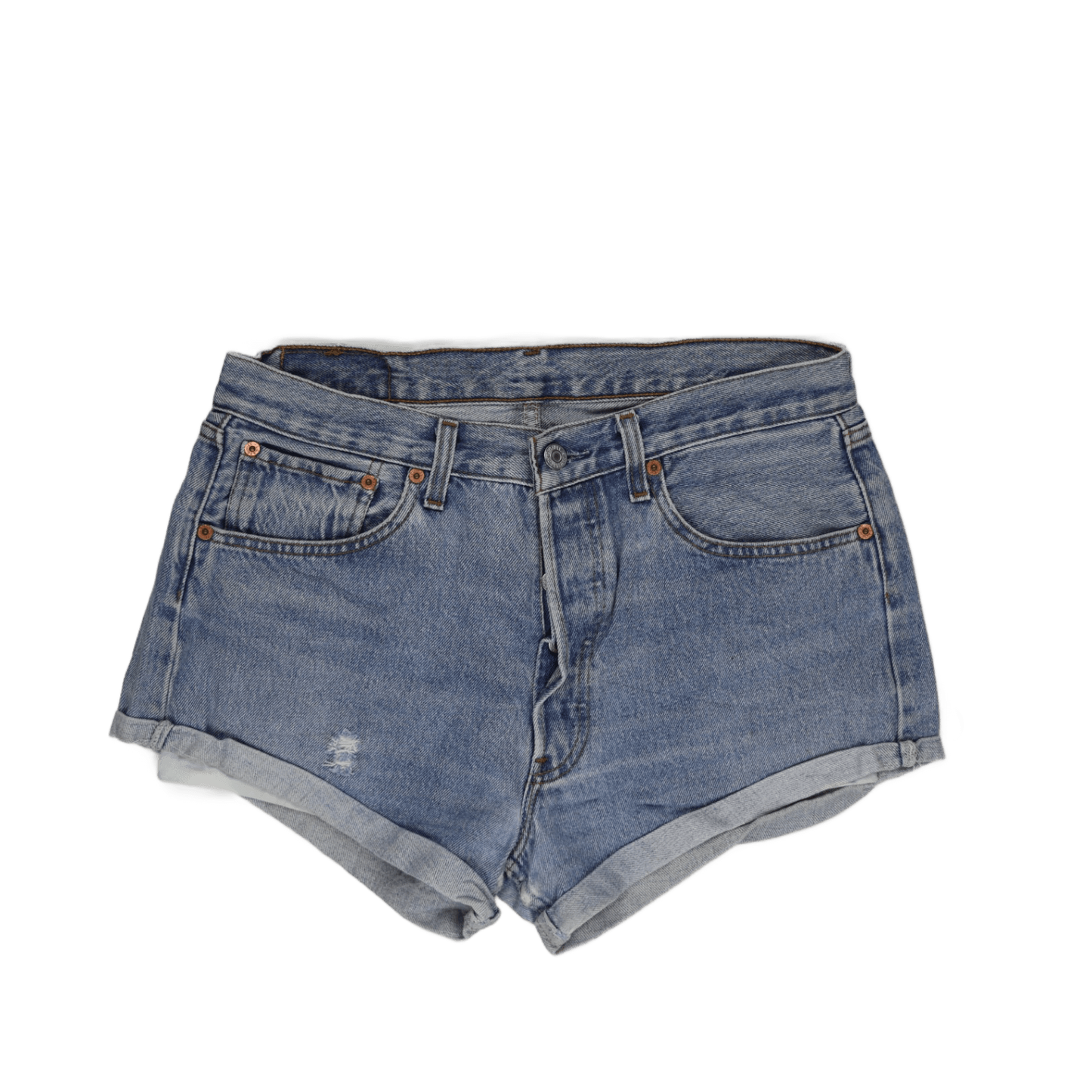 Levi's 501 Vintage High Waist Distressed Denim Shorts Blue W32 Cotton
