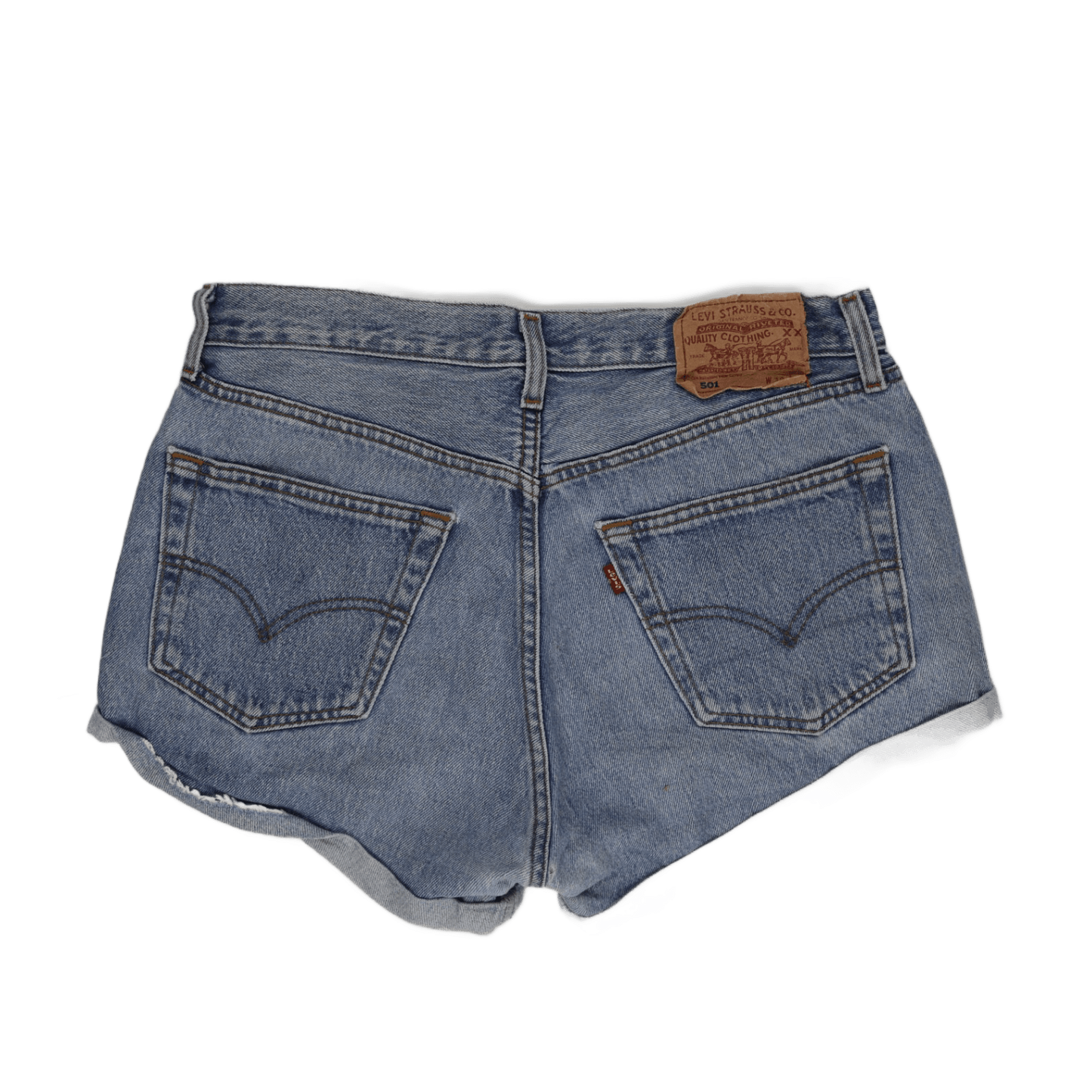 Levi's 501 Vintage High Waist Distressed Denim Shorts Blue W32 Cotton