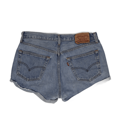 Levi's 501 Vintage High Waist Distressed Denim Shorts Blue W32 Cotton