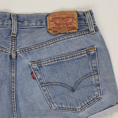 Levi's 501 Vintage High Waist Distressed Denim Shorts Blue W32 Cotton