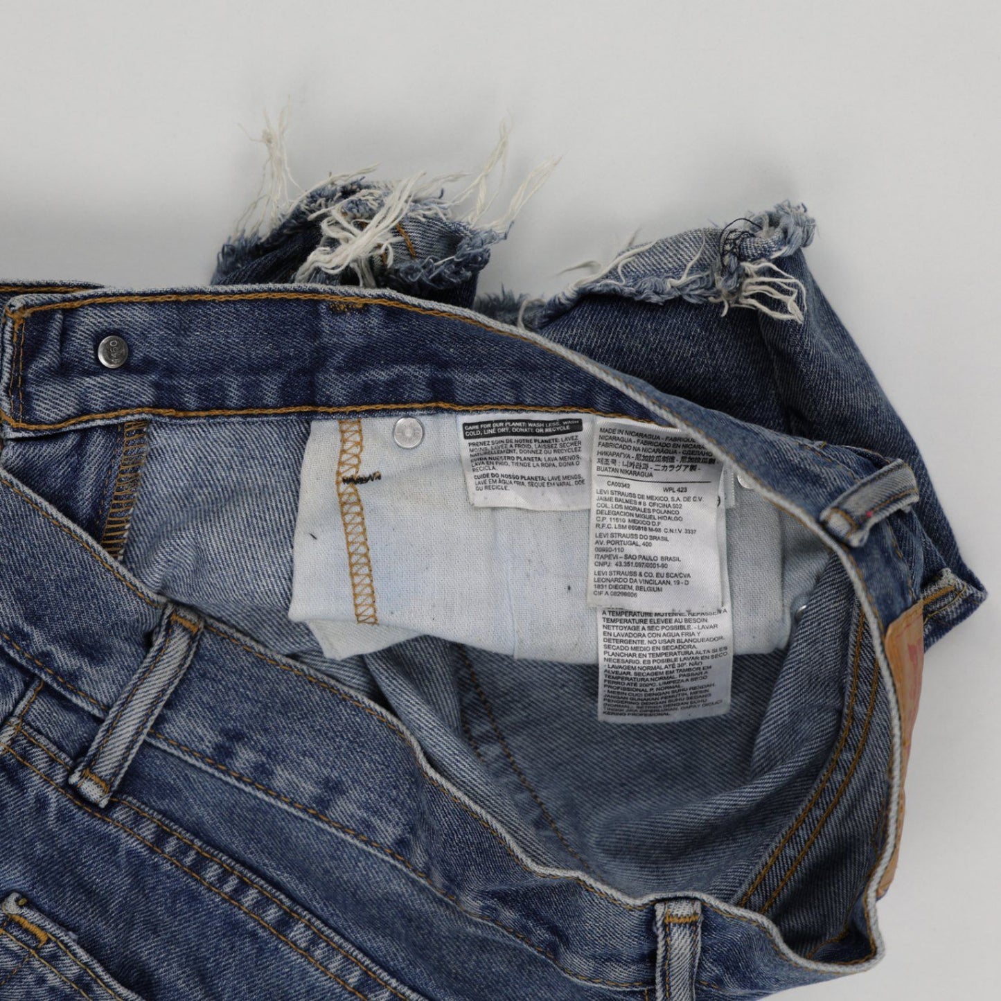 Levi's 505 Vintage High Waist Distressed Denim Shorts Blue W30 Cotton