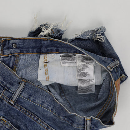 Levi's 505 Vintage High Waist Distressed Denim Shorts Blue W30 Cotton
