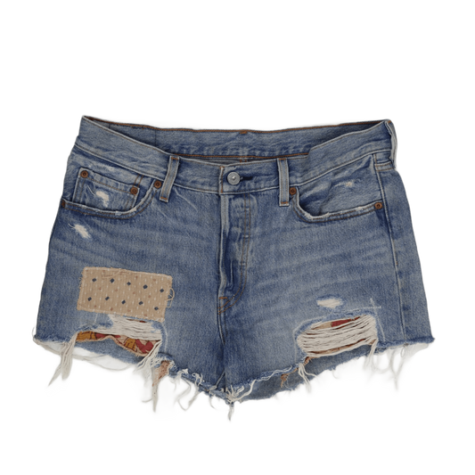 Levi's 501 Vintage Distressed Denim Shorts Mid Blue W30 100% Cotton