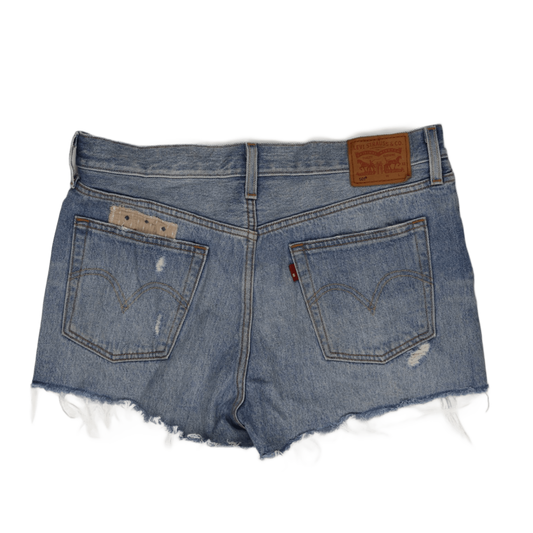 Levi's 501 Vintage Distressed Denim Shorts Mid Blue W30 100% Cotton
