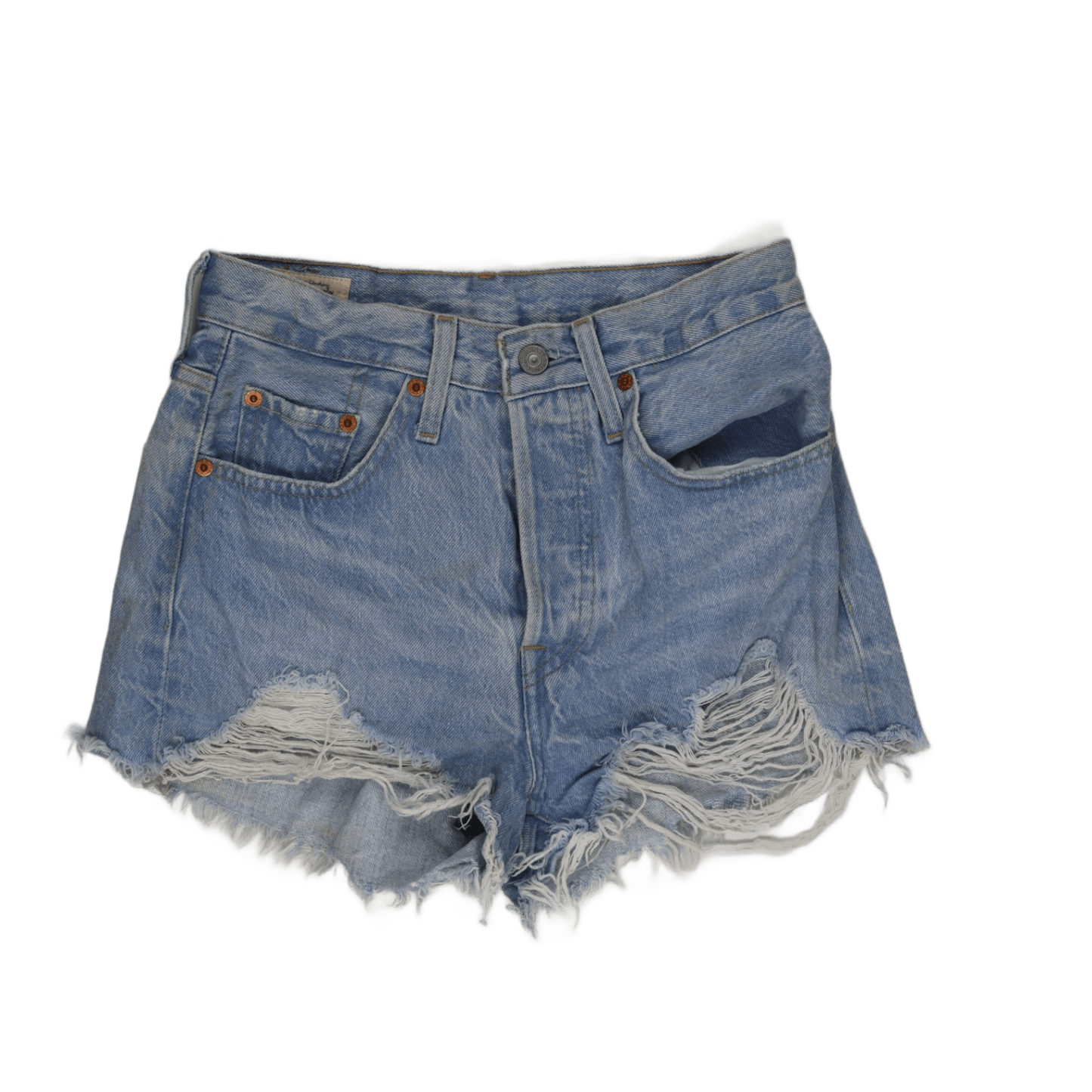 Levi's 501 High Waisted Vintage Light Blue Distressed Denim Shorts W31 Cotton