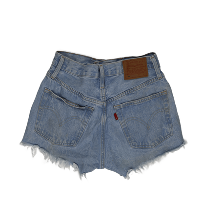 Levi's 501 High Waisted Vintage Light Blue Distressed Denim Shorts W31 Cotton