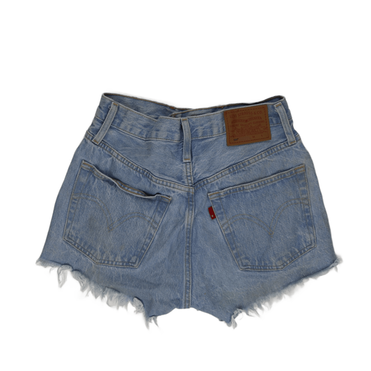 Levi's 501 High Waisted Vintage Light Blue Distressed Denim Shorts W31 Cotton