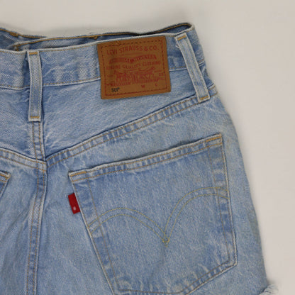 Levi's 501 High Waisted Vintage Light Blue Distressed Denim Shorts W31 Cotton