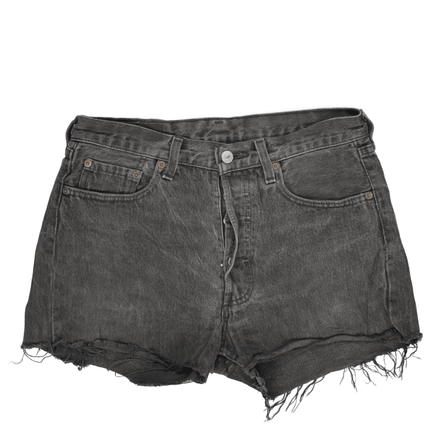 Levi's 501 Vintage Black Denim High Waist Cut-Off Shorts W30 L34 Cotton