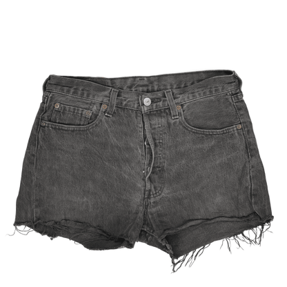 Levi's 501 Vintage Black Denim High Waist Cut-Off Shorts W30 L34 Cotton
