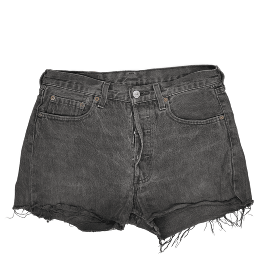Levi's 501 Vintage Black Denim High Waist Cut-Off Shorts W30 L34 Cotton
