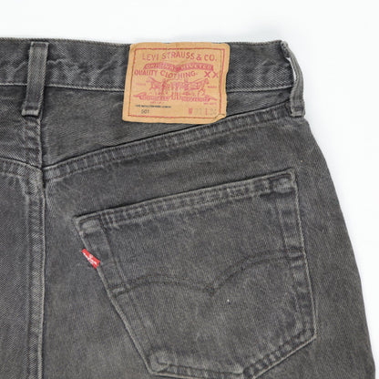 Levi's 501 Vintage Black Denim High Waist Cut-Off Shorts W30 L34 Cotton