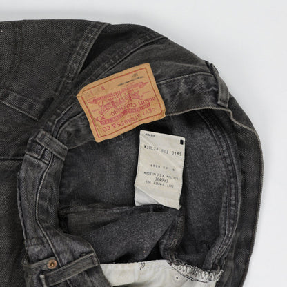 Levi's 501 Vintage Black Denim High Waist Cut-Off Shorts W30 L34 Cotton