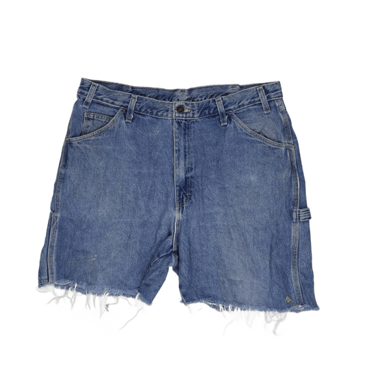 Dickies Vintage Blue Distressed Denim Carpenter Shorts 36W 100 Percent Cotton