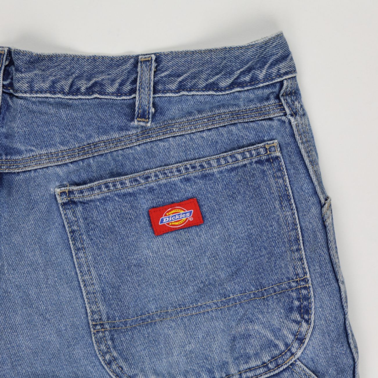 Dickies Vintage Blue Distressed Denim Carpenter Shorts 36W 100 Percent Cotton