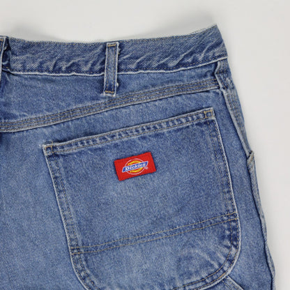 Dickies Vintage Blue Distressed Denim Carpenter Shorts 36W 100 Percent Cotton