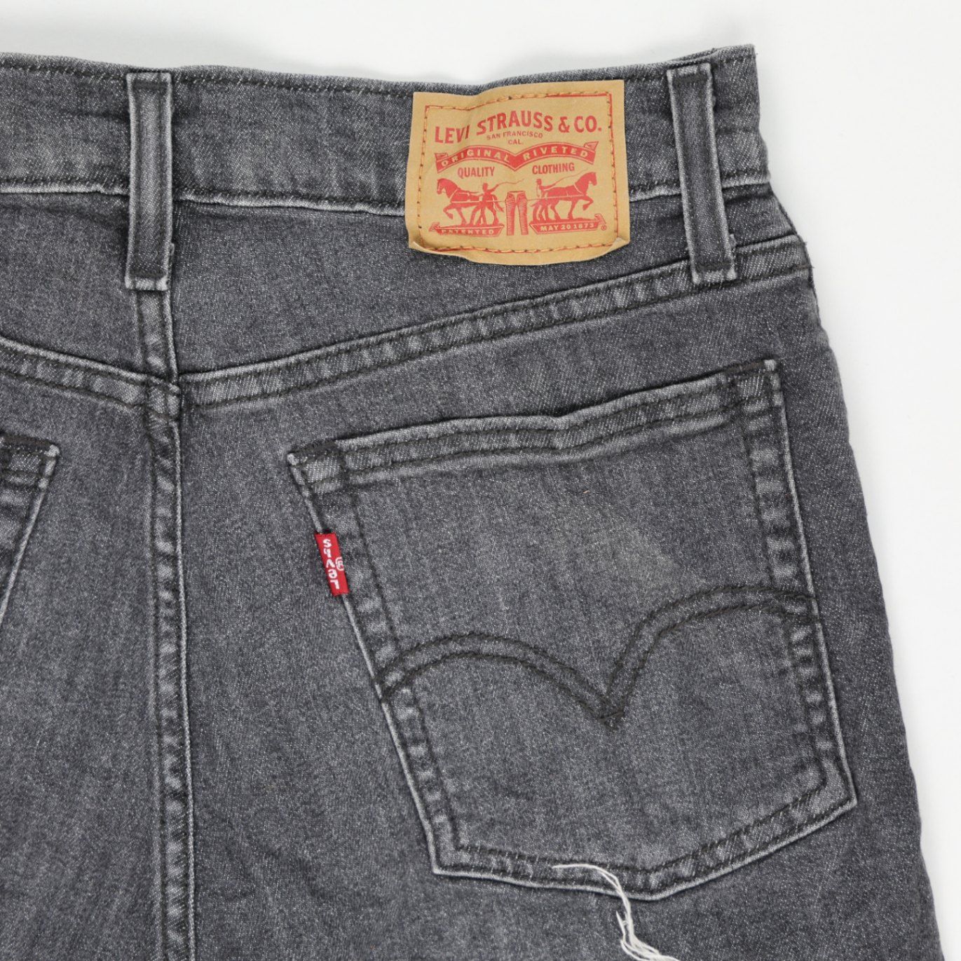 Levi's Vintage Black Denim Shorts W27 UK 10 100% Cotton Frayed Hem