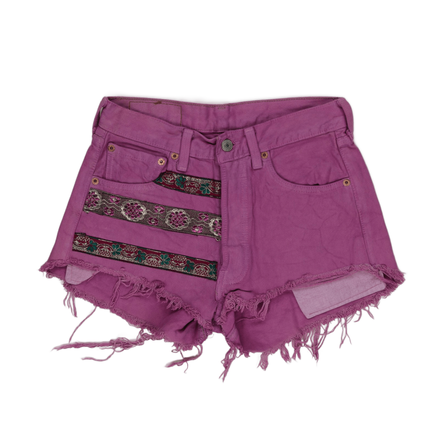 Levi's x Adorned Purple High-Waisted Denim Shorts W28 L32 Cotton Vintage Boho Festival