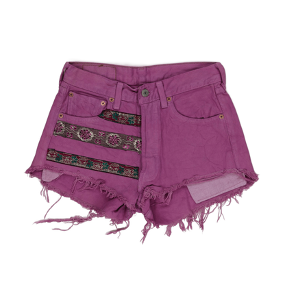 Levi's x Adorned Purple High-Waisted Denim Shorts W28 L32 Cotton Vintage Boho Festival