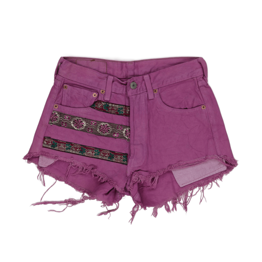 Levi's x Adorned Purple High-Waisted Denim Shorts W28 L32 Cotton Vintage Boho Festival