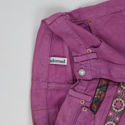 Levi's x Adorned Purple High-Waisted Denim Shorts W28 L32 Cotton Vintage Boho Festival