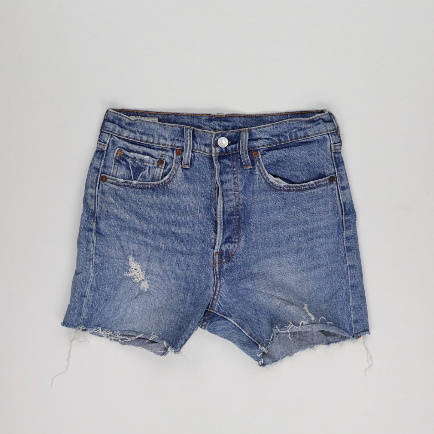 Levi's 501 Vintage High Waist Denim Shorts Mid Blue W30 100% Cotton