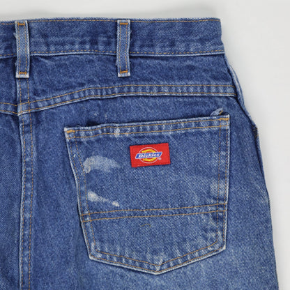 Dickies Blue Denim Cut-Off Shorts W32 Unisex Vintage Used Good Condition