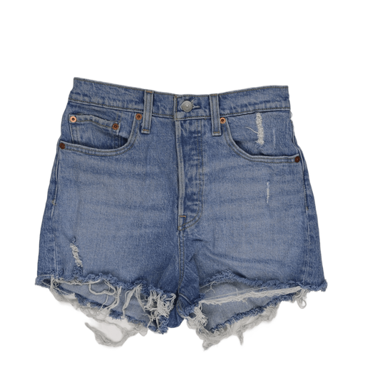 Levi's Women's High Waisted Distressed Shorts Blue Size 28W Cotton Vintage