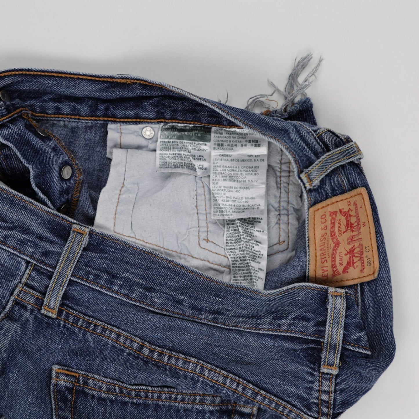 Levi's 501 CT Blue Distressed Cut-Off Denim Shorts W34 L32 Cotton Vintage