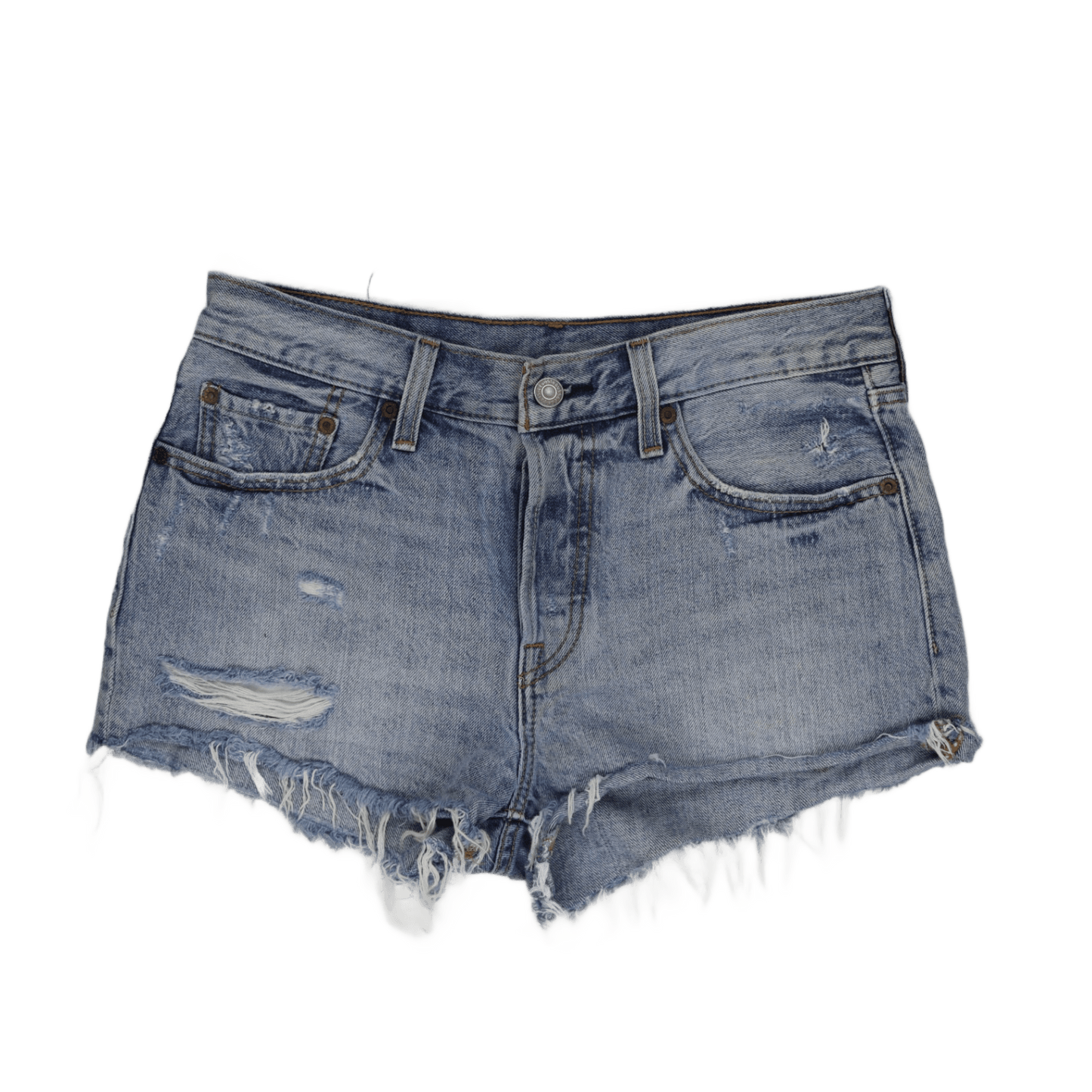 Levi's 501 Distressed High-Waisted Blue Denim Shorts W28 100% Cotton