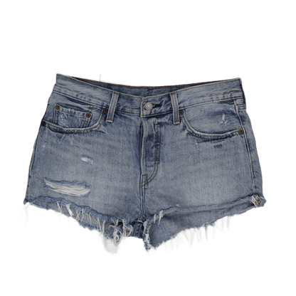 Levi's 501 Distressed High-Waisted Blue Denim Shorts W28 100% Cotton