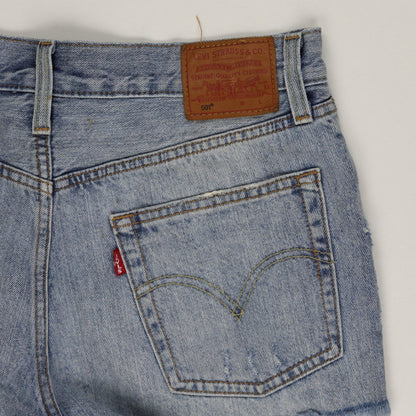 Levi's 501 Distressed High-Waisted Blue Denim Shorts W28 100% Cotton