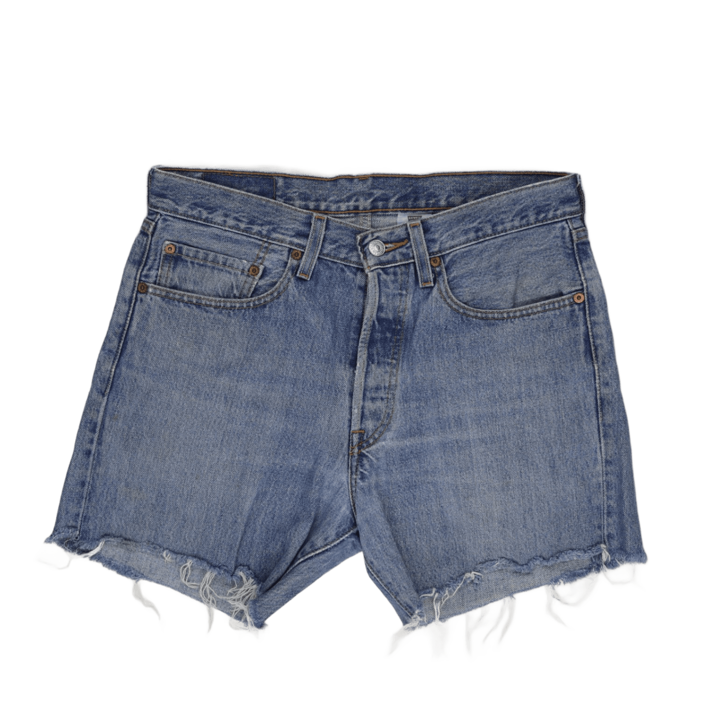 Levi's 501 Vintage Blue Distressed Denim Shorts W31 L34 100% Cotton Womens