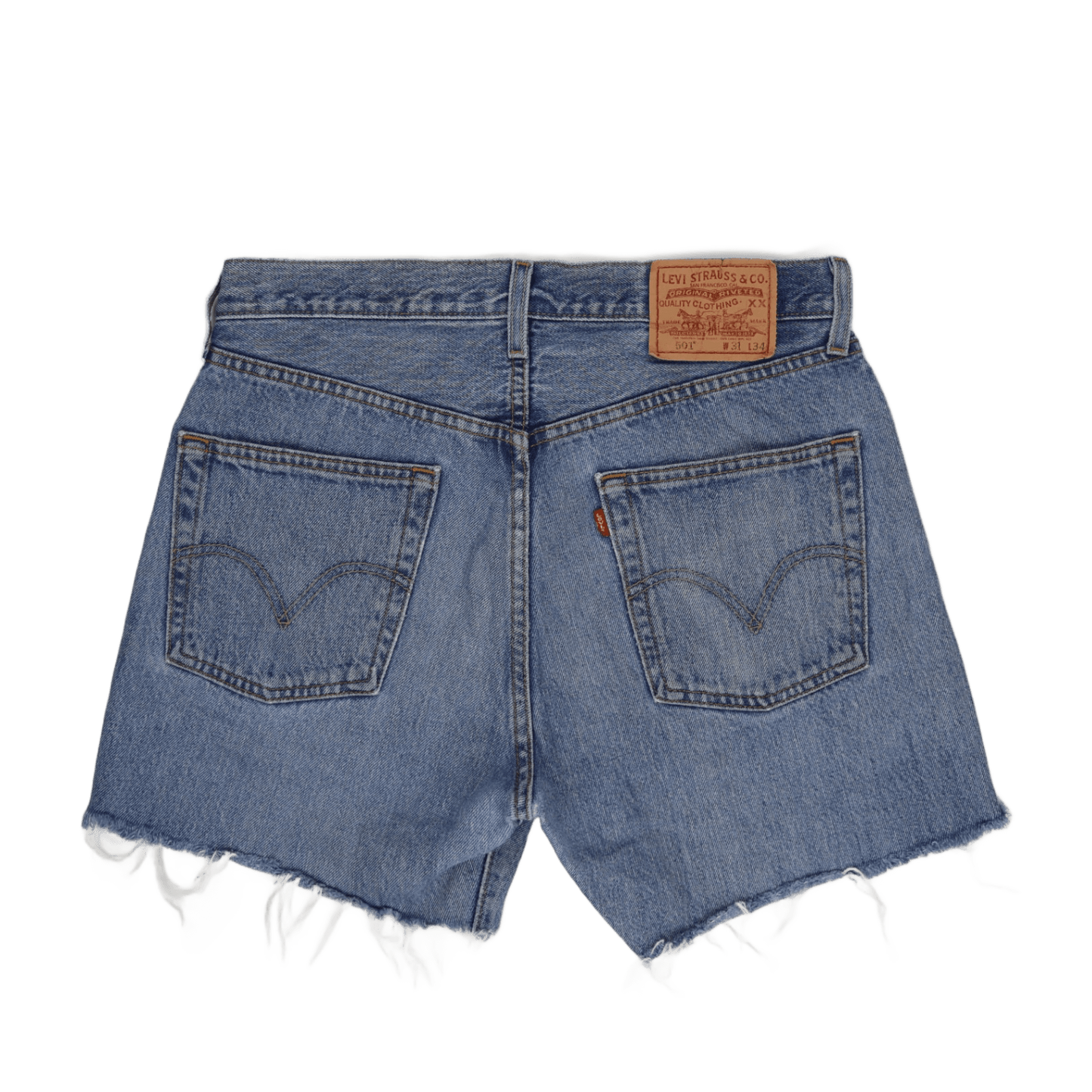 Levi's 501 Vintage Blue Distressed Denim Shorts W31 L34 100% Cotton Womens